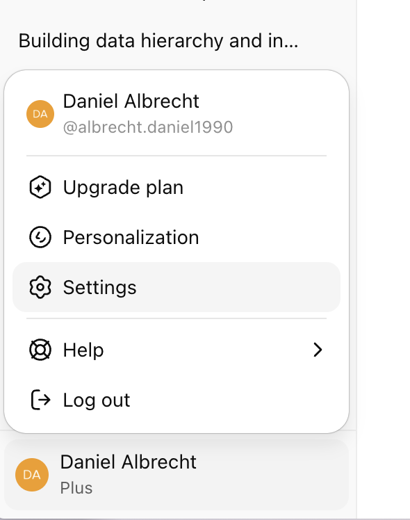 Step 1: Open ChatGPT settings.