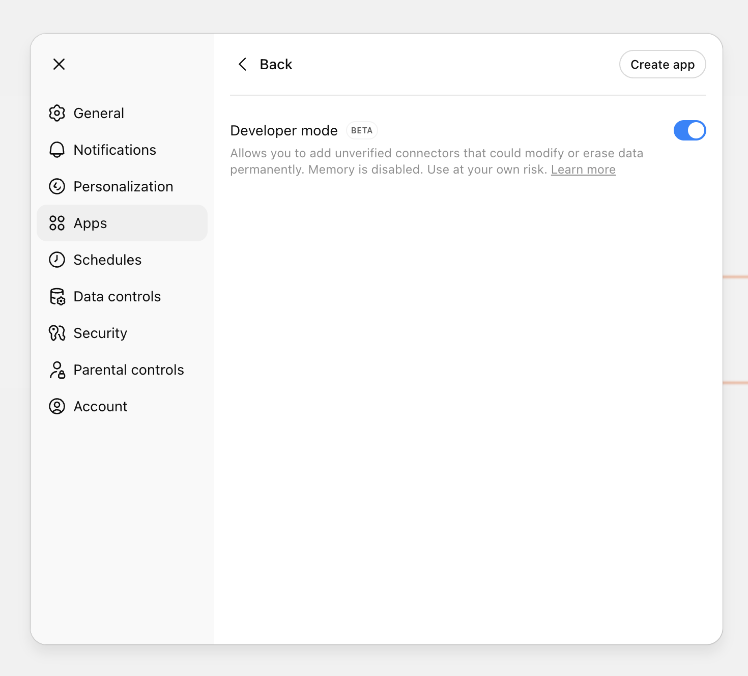 Step 3: Enable developer mode and create app.